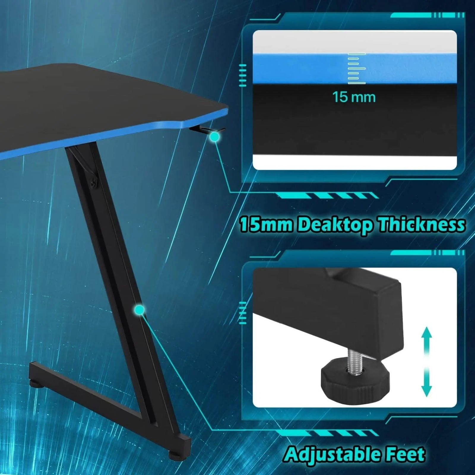Gaming Desk 39.4 Inch Z-Shaped Computer Desk PC Computer Table Home Office Desk Ergonomic Gamer Workstation with Headphone Hook, Red