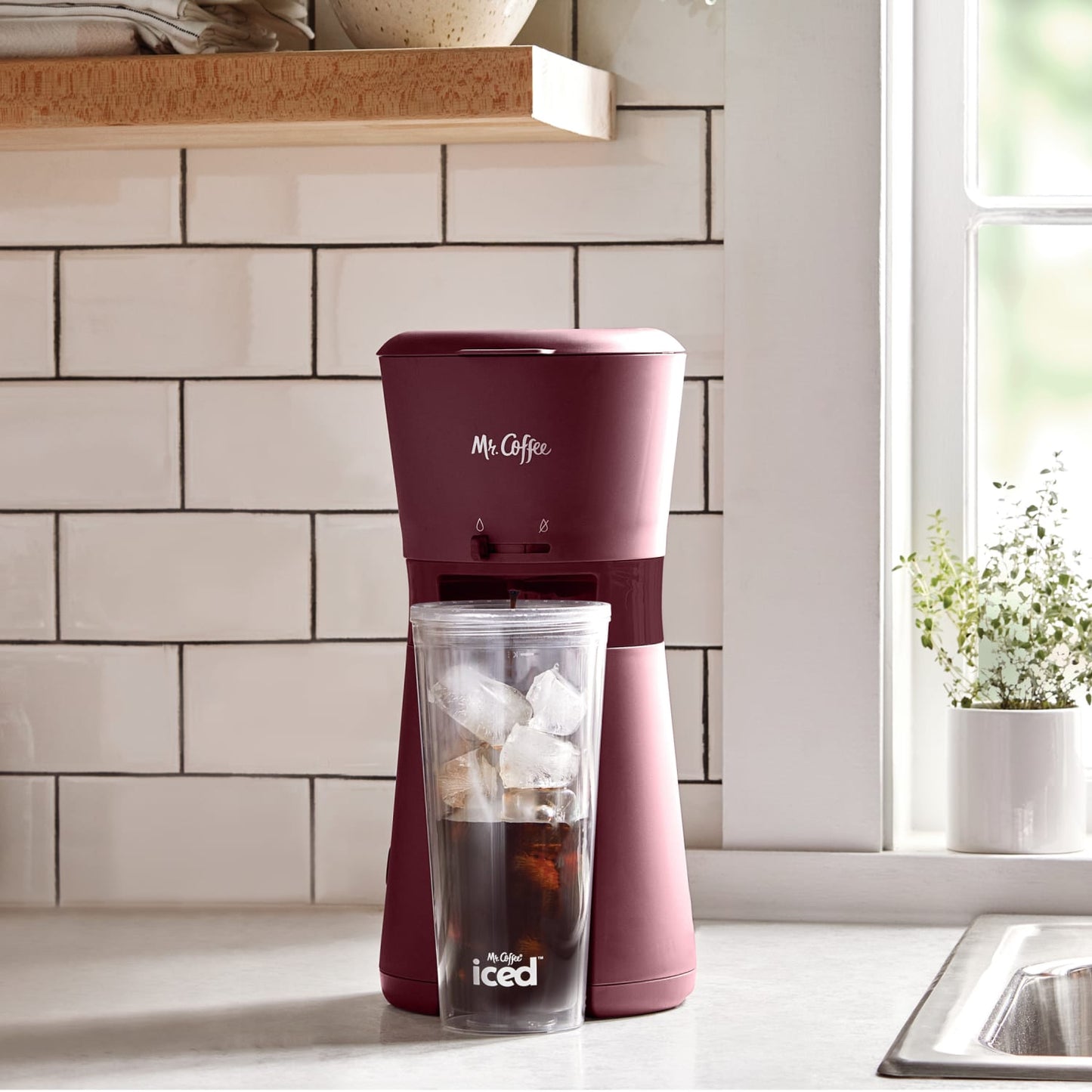 Iced Coffee Maker with Reusable Tumbler and Coffee Filter, Lavender