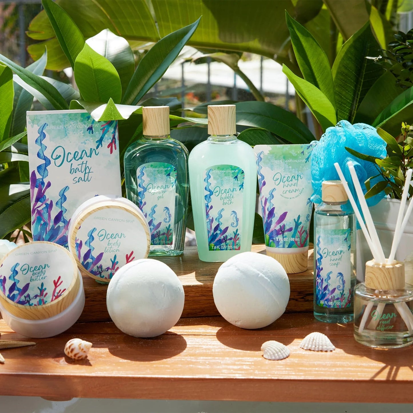 Bath Gift Baskets for Women - 12 Pcs Ocean Spa Gift Sets, Luxury Beauty Birthday Gifts for Her Home Spa Self Care Pampering