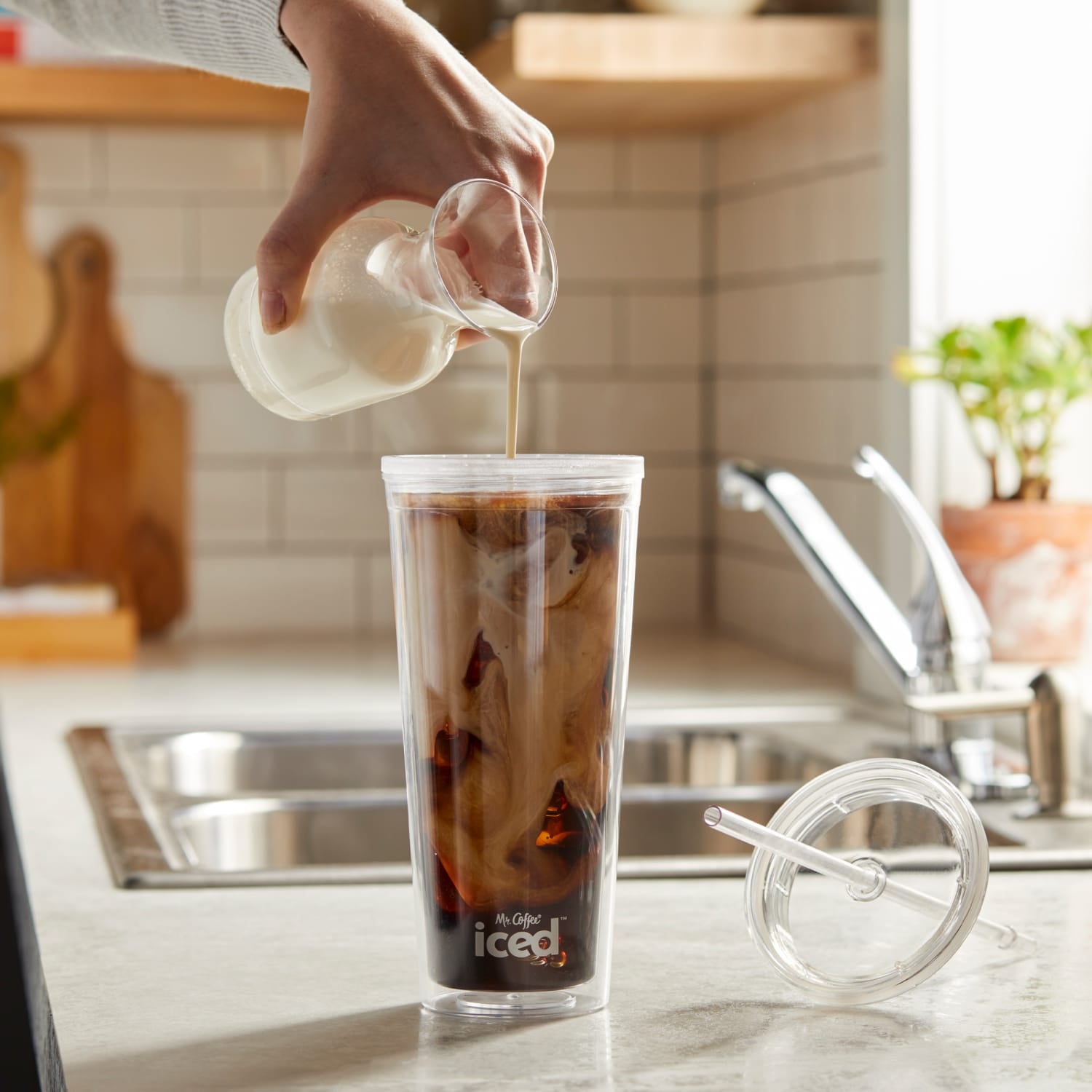 Iced Coffee Maker with Reusable Tumbler and Coffee Filter, Lavender